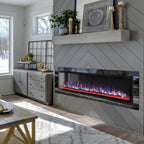 MAISON ARTS 72" Electric Fireplace, Recessed & Wall Mounted Electric Fireplace Heater, Ultra Narrow Frame Fireplace Insert w/Remote Control, Timer, Adjustable Flame Colors, Log/Crystal, 750/1500W