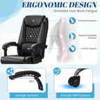 Furmax Office Chair with Footrest Ergonomic High Back Design Executive Computer Desk Chair400lbs, 90-135° Reclining Leather Home Office Desk Chairs Swivel Task Chairs with Wheels(Black)