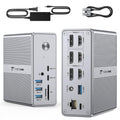 TobenONE DisplayLink Docking Station Triple Monitor with 120W Power Adapter  Triple 4K Display for MacBook Pro/Air  Thunderbolt 4/3  USB-C Windows(3X HDMI  3X DP  2xUSB-C  4xUSB 3.2  SD/TF)