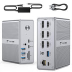 TobenONE DisplayLink Docking Station Triple Monitor with 120W Power Adapter  Triple 4K Display for MacBook Pro/Air  Thunderbolt 4/3  USB-C Windows(3X HDMI  3X DP  2xUSB-C  4xUSB 3.2  SD/TF)