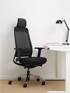 Ergonomic Mesh Office Chair with Headrest, High Back Executive Chair, 4D Adjustable Armrests, Adjustable Lumbar Support, Sliding Seat & Multi-Position Tilt Lock, Aluminum Base – Black