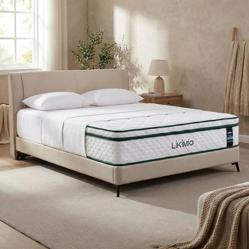 LIKIMIO 12 Inch Queen Size Mattress, 2-in-1 Hybrid Mattress w/Memory Foam & Pocket Springs in A Box, Oeko-TEX & CertiPUR-US Certified, Made in USA