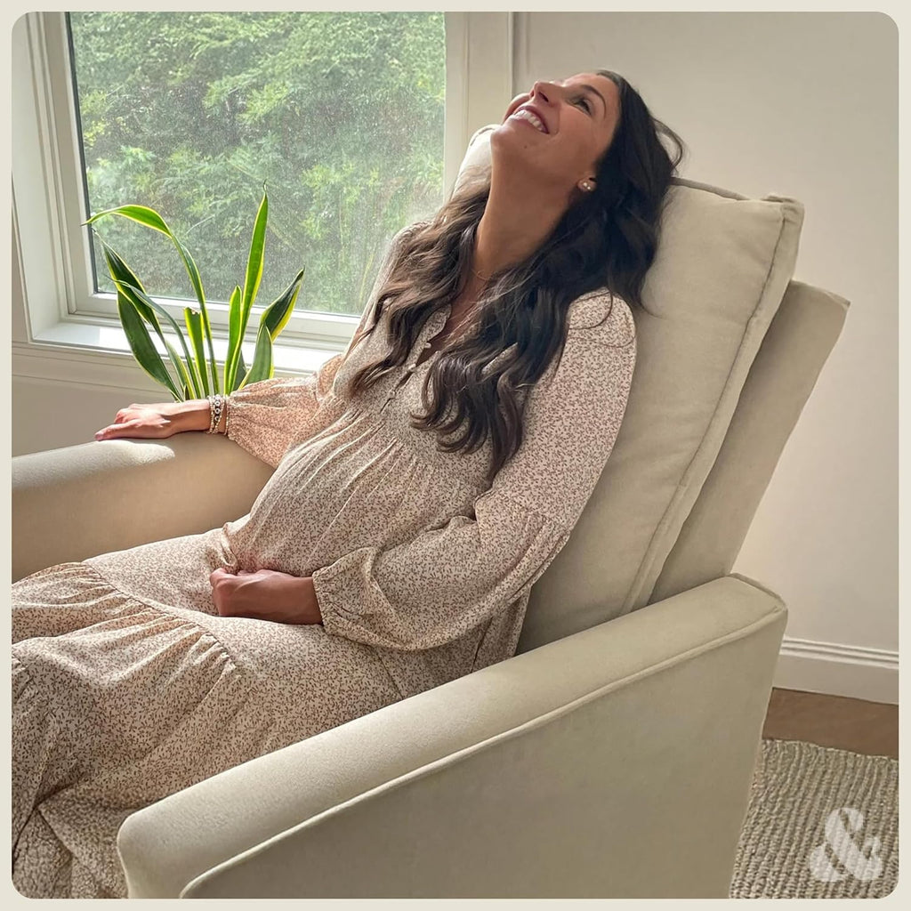 Nurture& Montauk Power Glider Recliner – Premium Nursery Recliner Chair with USB‑A/C, Adjustable Headrest & Gentle Glide, Stain‑Resistant Upholstery, Comfortable & Space‑Smart, Ivory