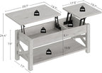 Rolanstar 47.2" Lift Top Coffee Table with Hidden Compartment, 2 Way Lift Top Coffee Table with Open Shelf & X Wooded Support, Farmhouse Center Table for Living Room, Grey