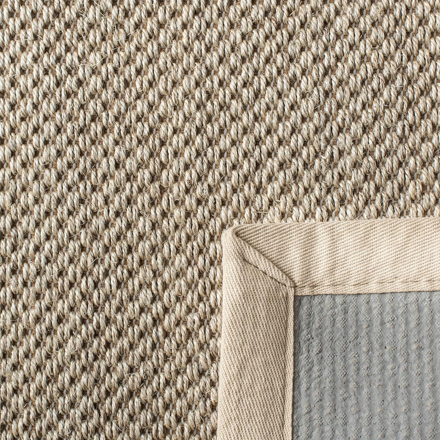 SAFAVIEH Area Rug 9' Square - Natural Fiber Collection - Marble & Beige, Sisal, Woven Design with Border (NF143C)