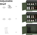 Homleke 2-Tier Storage Bench, Shoe Bench with Thickened Padded Seat Cushion, Entryway Bench with 4 Doors, Adjustable Shelf, 13.8" D x 45.3" W x 18.5" H, for Entryway, Living Room, Bedroom, Green