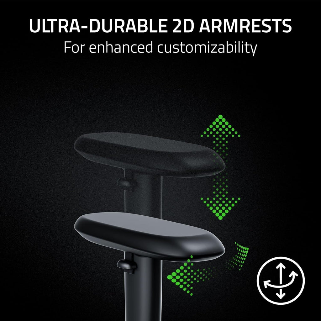 Razer Iskur V2 X NewGen Ergonomic Gaming Chair: Gen-2 EPU Leather with Cooltouch - Lumbar Support - Ultra-Wide Base - Foam Cushions - Adjustable 152 Degree Recline - 2D Armrests - Black/Green