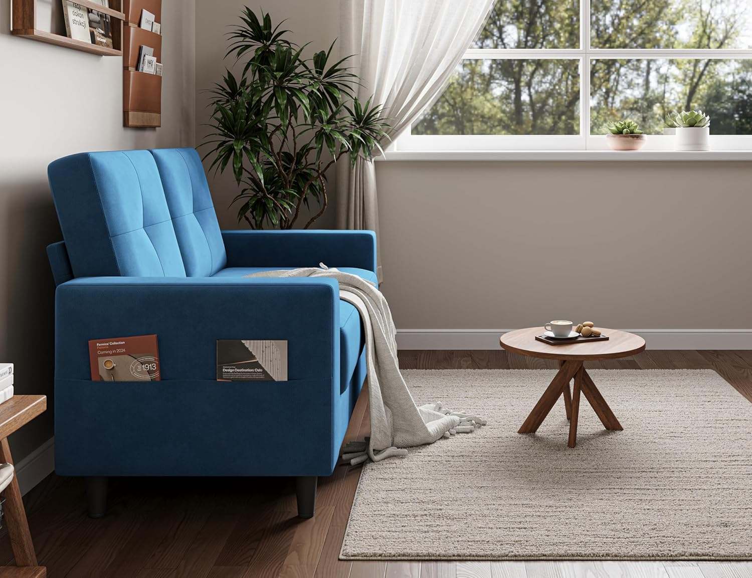 Txtin's Loveseat Sofa | 53" Love Seat | Small couches for Small Spaces | 2 Seater Mini Couch for Bedroom Apartment Office Living Room Blue