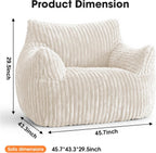 Giant Bean Bag Chair for Adults, Oversized Memory Foam Bean Bag Sofa with Armrests, Large Comfy Fluffy Single Lounges Mini Couch for Living Room, Bedroom & Dorm(Beige)