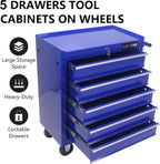 RYH 5 Drawers Rolling Tool Chest & Tool Box on Wheels | Heavy Duty Metal Cart with Ball Bearing Drawers | Fits US General Tool Box for Garage Storage (Blue, 5 Drawers（29.9" H × 24.2" W × 12.9" D)