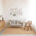 HOMEMONDE Solid Braided 8'x10' Jute Area Rug Natural - Eco Friendly Premium Fiber - Durable and Reversible Handwoven Farmhouse Rugs for Living Room, Hallway, Bedroom, Dinning Room, Kitchen, Office