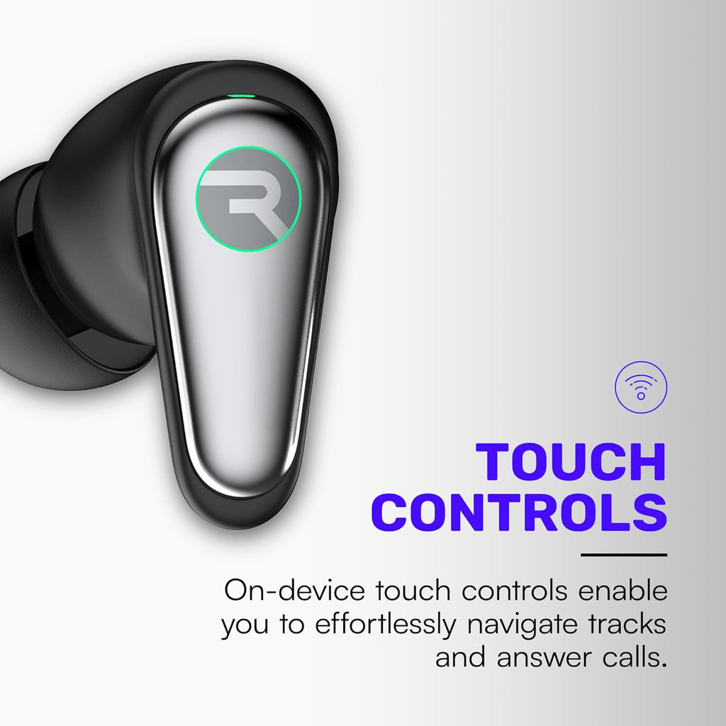 Raycon Pro Earbuds Wireless Bluetooth + 6 Microphones with Hybrid Active Noise Canceling  Sweat & Water-Resistant Earphones  Premium Wireless Ear Buds Bluetooth 40 Hours Playtime (Black)