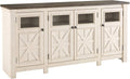 Signature Design by Ashley Bolanburg Extra Large TV Stand, Fits TVs up to 72", 3 Cabinets, Adjustable Storage Shelves, 74.13", Whitewash & 2-Tone Finish