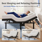 Tami Tami T600 Adjustable Bed Frame Queen Size with Remote & Massage - Electric Beds Bases, Zero Gravity, Dual Side USB, Side Pockets, Nightlight, Quiet Motor, Wireless Remote, 5 Min Easy Assembly