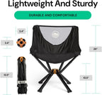 CLIQ Portable Chair Version 1.0 with Free Bag - Lightweight Folding Chair for Camping - Supports 300 Lbs - Perfect for Outdoor Adventures - Black Bundle