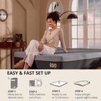 EGOHOME 12 Inch Queen Memory Foam Mattress for Back Pain, Cooling Copper Gel Bed in a Box, Foam Made in USA, CertiPUR-US Certified, Therapeutic Medium Firm, Double 60x80x12 Black
