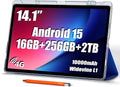 14 inch Large Screen Tablet  Android 15 Tablet 16GB RAM 256GB ROM  1920 * 1200 IPS FHD Display  Widevine L1  10000mAh 18W Charging  Wi-Fi & Bluetooth  4G LTE  with Stand Case & Stylus