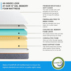 King Adjustable Base with 10 Inch Gel Memory Foam Mattress | Dual Massage | Underbed Light | Wireless Remote | USB Ports | Zero Gravity