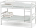 DORTALA Twin Over Twin Bunk Bed, Rubber Wood Convertible Wood Bunk Bed with Ladder Guardrail, Safety High Guardrail, Solid Wood Frame, Practical Morden Bunk Beds for Home, Dorm, Apartment, White