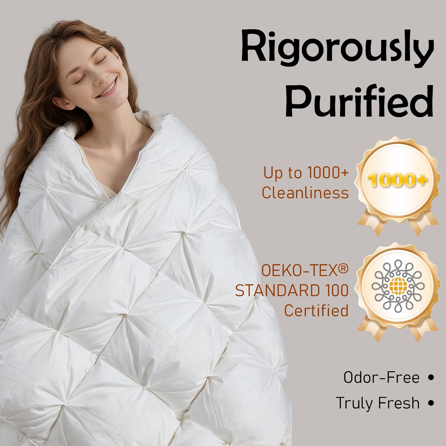 Premium King Goose Down Comforter – 95% Goose Down, 750+ Fill Power, 100% Cotton All Season | Oeko-Tex Certified, 1000+ Cleanliness, 90"x100" Duvet Insert