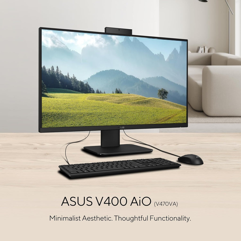 ASUS V470 All-in-One  27” FHD Anti-Glare Touch Display  16GB DDR5 RAM  1TB SSD  Intel® Core™ i5-13420H Processor  Windows 11 Home  Wired Keyboard and Mouse Included  V470VA-MS504T  Black