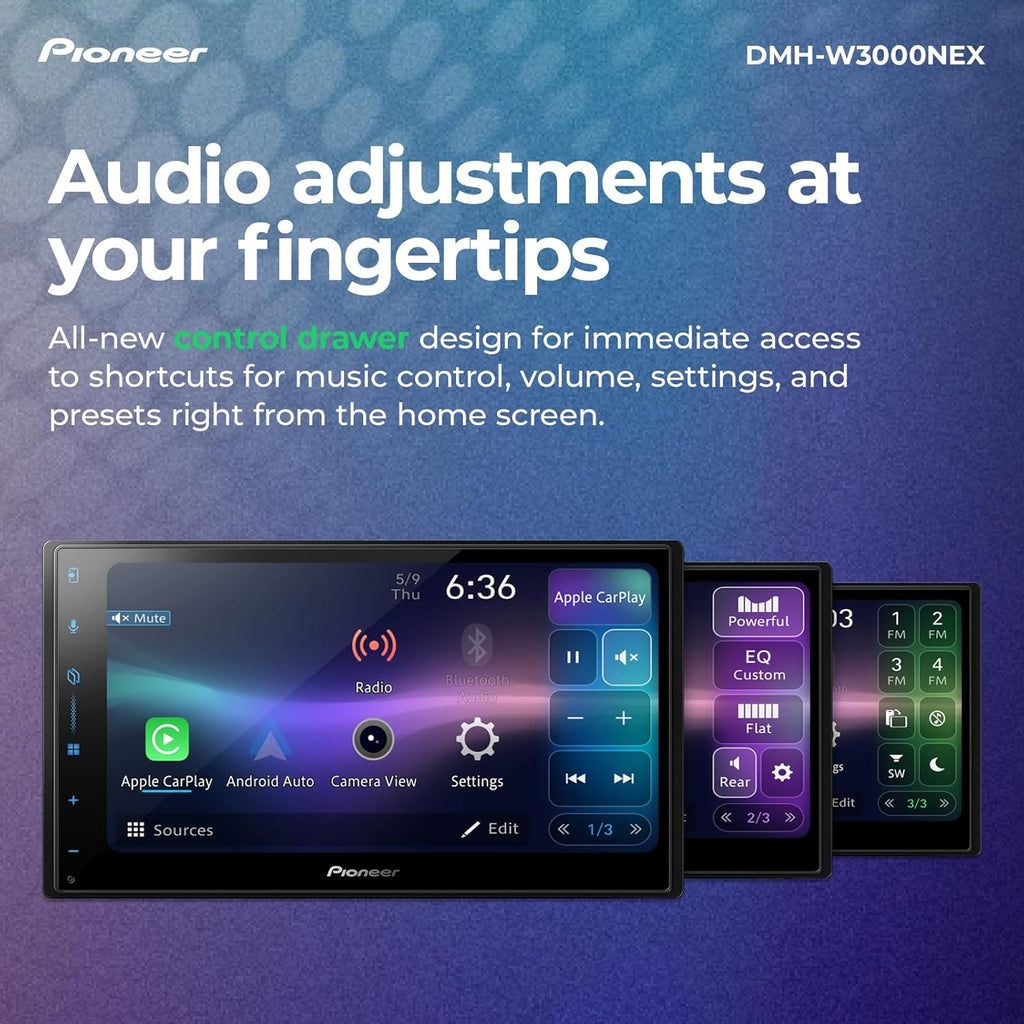 Pioneer DMH-W3000NEX 6.8" Double Din Multimedia Digital Media Receiver  Wireless Apple CarPlay and Android Auto  Bluetooth  Backup Camera Compatible  Touchscreen  One Touch Navigation