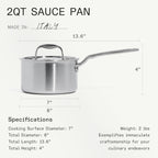 Made In Cookware | 6 Piece Stainless Saucepan Set | 5 Ply Clad | Includes Stainless Steel Saucepans and Saucier with Lid | Professional Cookware | Crafted in Italy