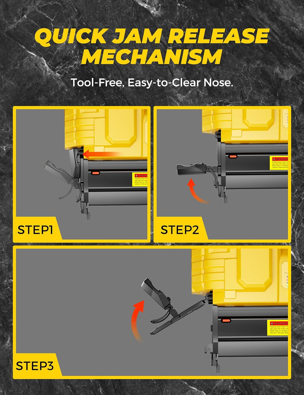 DeForce 18GA Cordless Brad Nailer, 2" Nail Gun for Dewalt 20V Max Battery, 2 IN 1 Electric Stapler, 2026 Upgraded Tool-Free Jam Release, 2 Modes, Adjustable Depth, 1000pcs Nails(No Battery), Yellow