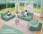 Bean Bag Chairs for Adults Giant Bean Bag Chair Memory Foam BeanBag Chair Bean Bag Sofa with Filler Faux Fur Fireside Beanbags Lazy Sofa for Living Room Bedroom Office (Green Chevron, 3-Seater)