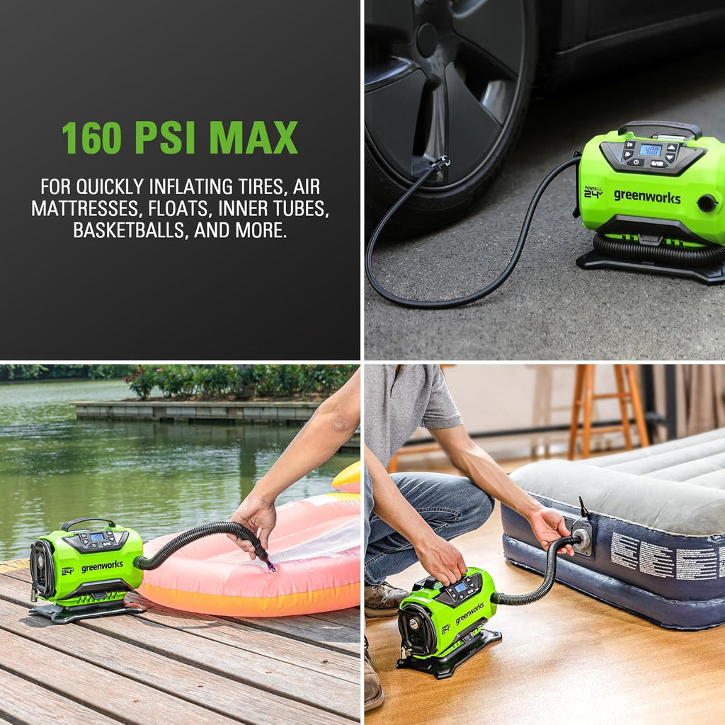 Greenworks 48V (2x24V) 21" Brushless Self-Propelled Mower 500 Lumen Lantern Fan Mini Bluetooth Speaker Inflator Combo Kit (2) 5Ah &(2) 2Ah Battery &2 Charger