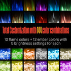 Westinghouse 50 Inch Electric Fireplace Heater, Compatible with Alexa & Google Home, Wall Mount or in-Wall Recessed Fireplace Insert, 24 Hour Timer, Color Changing Flames, 750W/1500W Indoor Heater