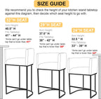 Contemporary Cream Linen Bar Stools Set of 3, 29" Upholstered Fabric Counter Height Barstools Kitchen Counter Island Stools with Black Metal Base