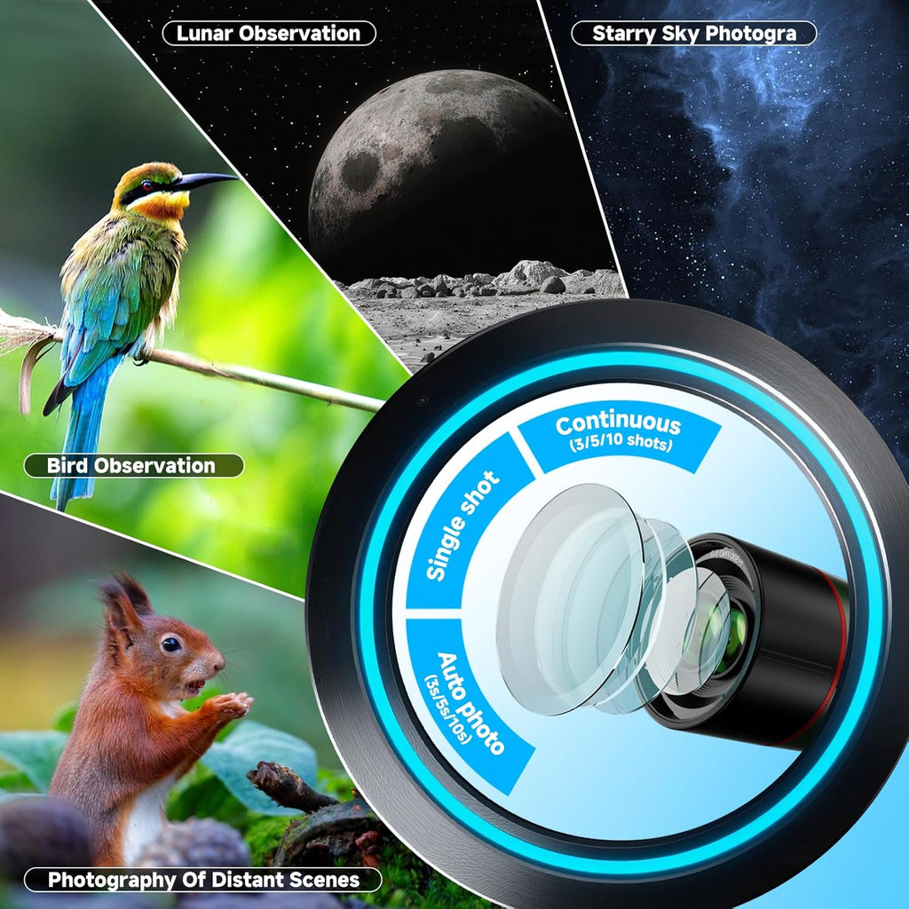 Smart Telescope  Professional Refractor Auto-focus Portable Digital Electronic Telescopes with 4K Astrophotography Camera  Internal And Externat Dual Screens Spotter for Adults and Beginners Astronomy