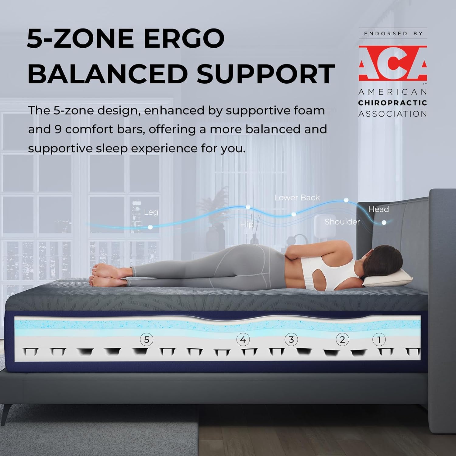 Sweetnight CoolNest Queen Mattress, 14 inch Cooling Queen Size Memory Foam Mattress for Cool Night Sleep, 5-Zone Ergo Support for Pressure Relief, Medium, CertiPUR-US Certified