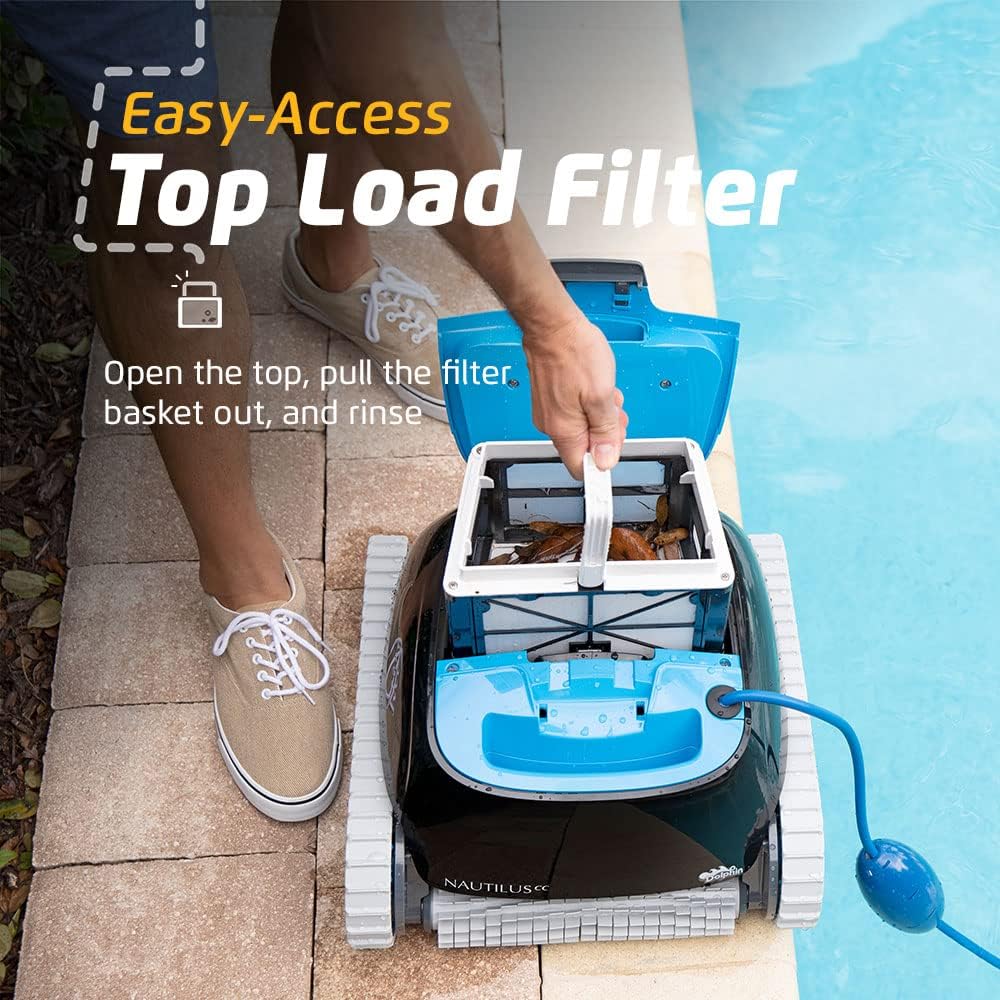 Dolphin Nautilus CC Automatic Robotic Pool Vacuum Cleaner  Always Cleaning  Never Charging  Includes Caddy for Easy Transport and Storage  Ideal for In-Ground Pools up to 33 FT in Length
