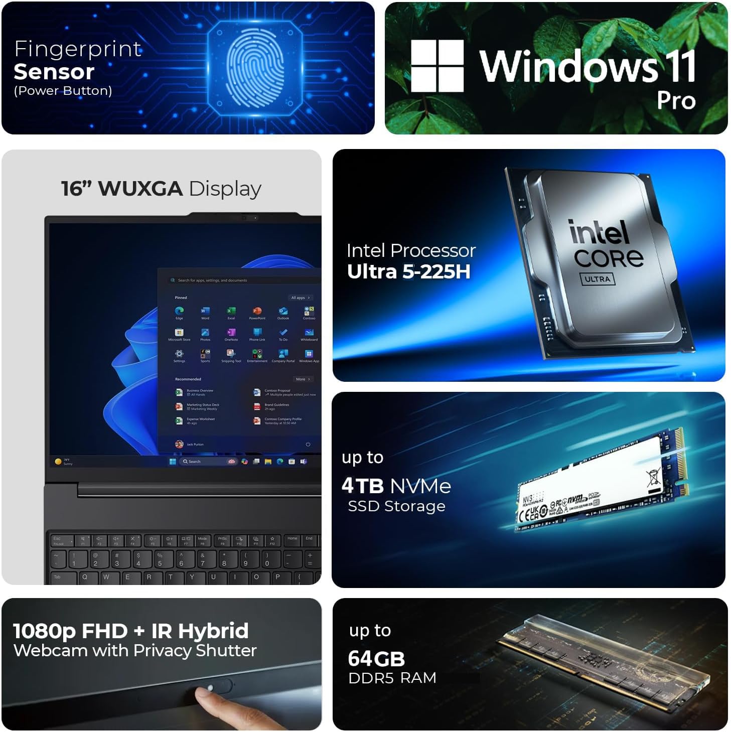 Lenovo ThinkPad E16 Gen 3 16" FHD+ Business Laptop Computer  Intel 14-Core Ultra 5 225H  16GB DDR5  512GB SSD  WiFi 6E  Bluetooth 5.3  Backlit Keyboard  Fingerprint Reader  Windows 11 Pro  no Mouse