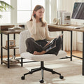 Dowinx Criss Cross Chair with Wheels, Preminum Fabric and Pocket Spring Cushion, Adjustable Swivel Wide Seat Computer Chair, Morden Design Vanity Chair White