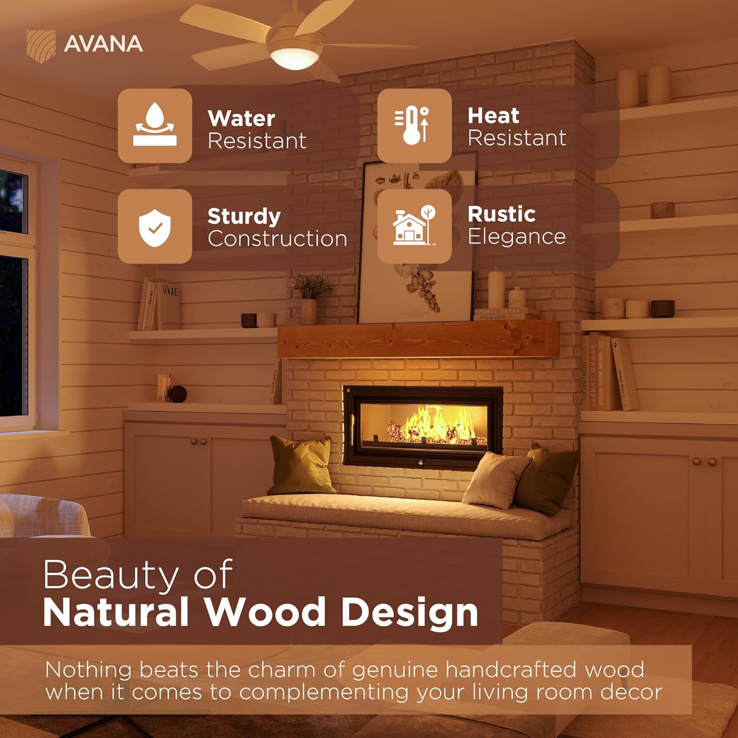 Avana Fireplace Mantel - Wall-Mounted Mantles for Over Fireplace - Farmhouse Fireplace Mantle Shelves - Handcrafted Wood Fireplace Mantels - Floating Mantel 72 Inches X 8 X 5 - Rustic Natural | Mantles, Over Fireplace, Handcrafted, Fireplace Mantels