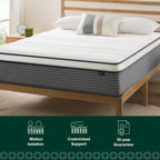 ZINUS 12 Inch True Support Hybrid Mattress New Version, Queen, Fiberglass Free, Medium Feel, Motion Isolation, Certified Safe Foams & Fabric, Mattress in A Box