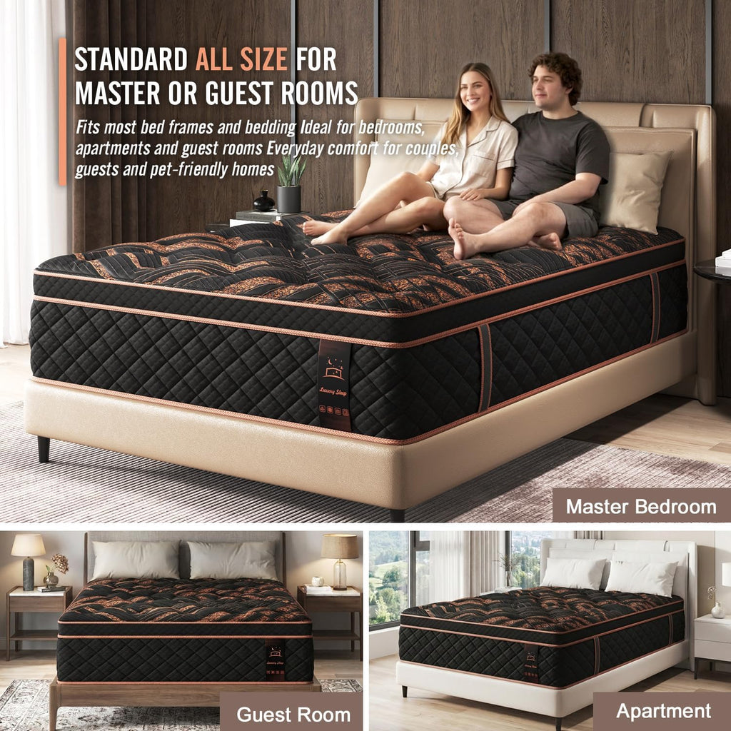 Quenn Hybrid Mattress 14 Inch, Medium Firm Gel Memory Foam & Pocket Springs - Motion Isolation & Pressure Relief for Back & Side Sleepers, CertiPUR-US Certified, 100 Night Trial