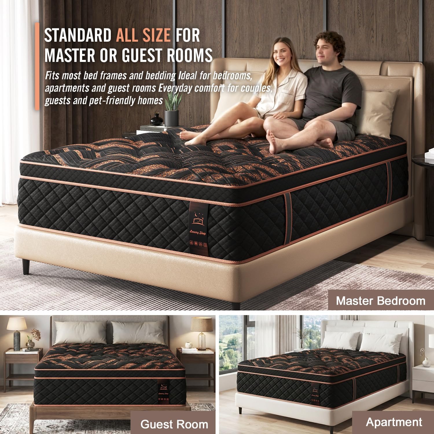 Quenn Hybrid Mattress 14 Inch, Medium Firm Gel Memory Foam & Pocket Springs - Motion Isolation & Pressure Relief for Back & Side Sleepers, CertiPUR-US Certified, 100 Night Trial