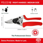 Felco F-12 Pruning Shears – 7.9" Garden Clippers with Anvil & Bypass Blades | Hand Pruners for Gardening | Garden Tool Cutter with Forged Aluminum Handle, Alloy Steel Blade, Medium Hand Fit