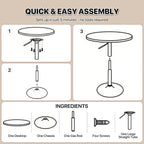 Magshion 31" Round Bar Table Height Adjustable 26"-35" Pub Table with Enlarged Base for Living Room Patio Bistro Café, Black