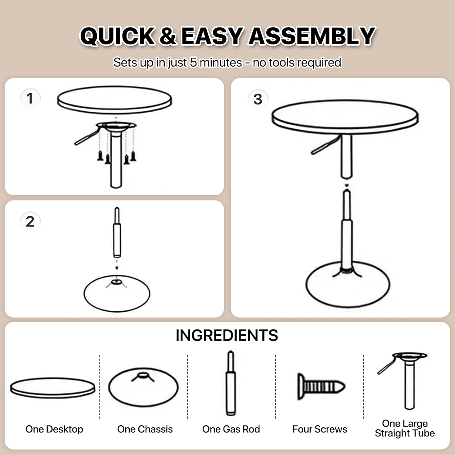 Magshion 31" Round Bar Table Height Adjustable 26"-35" Pub Table with Enlarged Base for Living Room Patio Bistro Café, Black