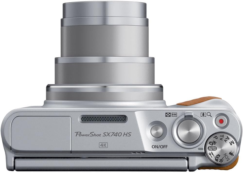 Canon PowerShot SX740 HS Digital Camera (Silver) – 20.3MP  40x Optical Zoom  4K UHD Video  Wi-Fi & Bluetooth  Compact Travel Point & Shoot (2956C001) + Bag + 64GB Memory Card