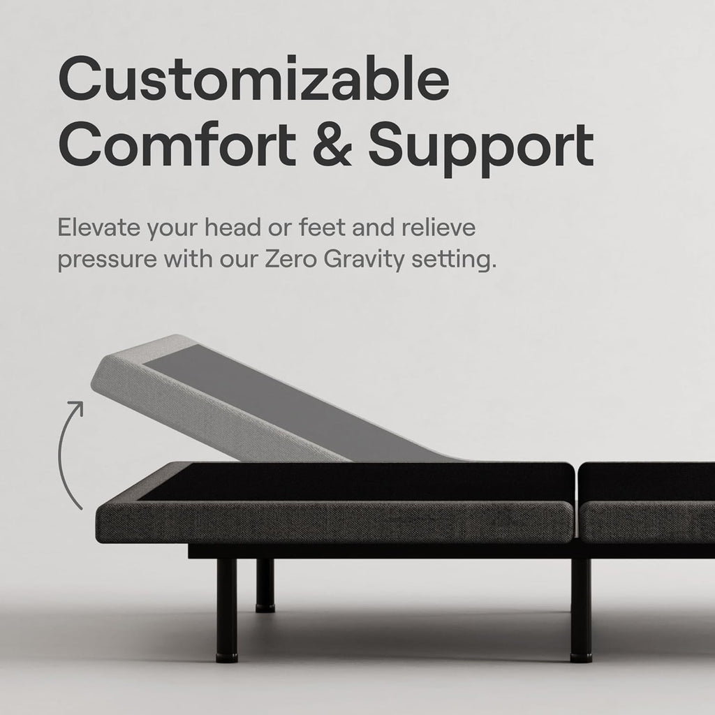 Nectar Premier Adjustable Base - Full - Head & Foot Incline - Wireless Remote with Memory- 3 Massage Settings - 4 USB Ports - Anti-Snore & Zero Gravity