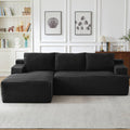 Cloud Couch Sectional, Modular L Shaped Boneless Sofa, Modern Corduroy Sectional Couch Comfy Deep Seat Cloud Sofa for Living Room, Bedroom, No Assembly (Black, Left Facing Chaise)