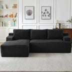 Cloud Couch Sectional, Modular L Shaped Boneless Sofa, Modern Corduroy Sectional Couch Comfy Deep Seat Cloud Sofa for Living Room, Bedroom, No Assembly (Black, Left Facing Chaise)