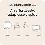 LG Smart Monitor Swing 32U889SA-W 32-Inch 4K UHD (3840x2160) IPS Touchscreen on a Fully Adjustable Wheeled Base HDR10  webOS  Built-in Speaker  HDMI  USB Type-C  Tilt/Height/Swivel/Pivot Stand  White