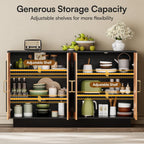 29" Fluted Modular Buffet Cabinet with Arched Doors & Gold Handles, Mid Century Modern Sideboard Credenza Storage with Adjustable Shelves, Wood Coffee Bar Console Table for Dining Living Room